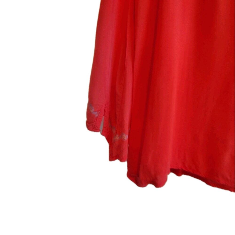 Live And Let Live Embroidered Boho Peasant Blouse Orange Red Size L - Picture 10 of 16